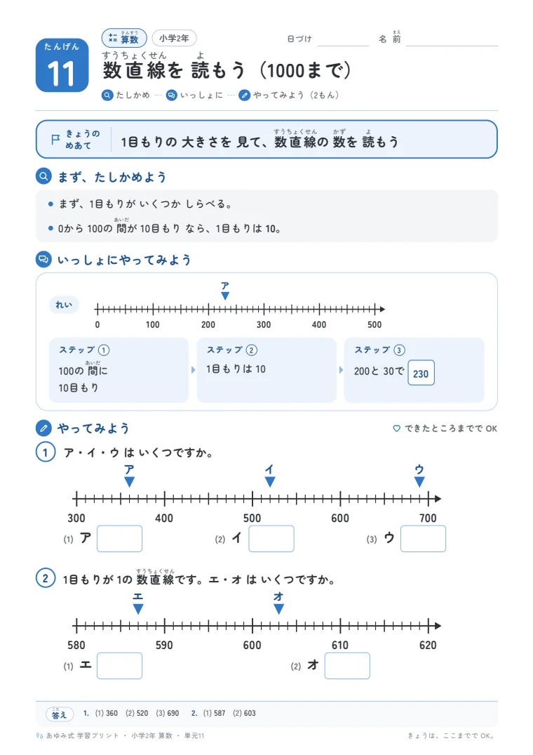 小学2年 算数 単元11〜15 の1ページ目