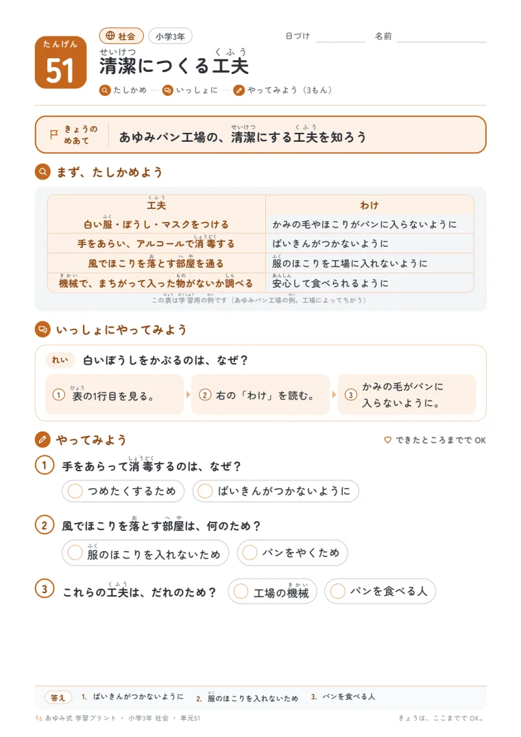 小学3年 社会 単元51〜55 の1ページ目
