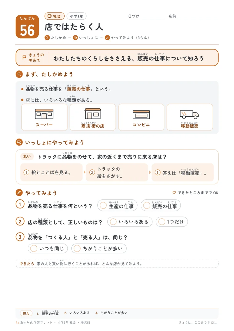 小学3年 社会 単元56〜60 の1ページ目