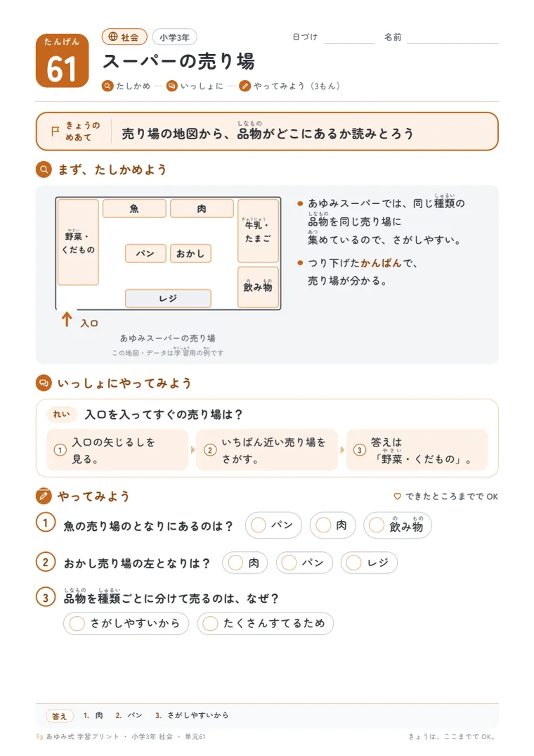小学3年 社会 単元61〜65 の1ページ目