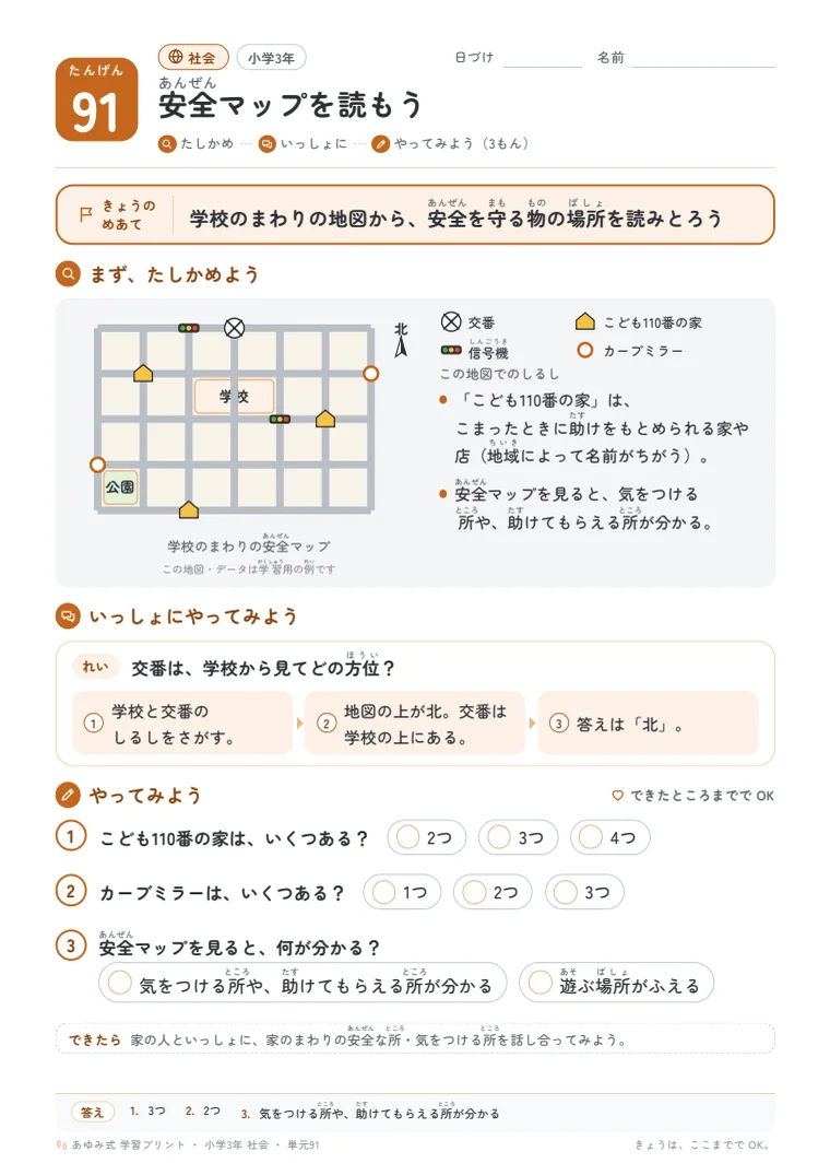 小学3年 社会 単元91〜95 の1ページ目